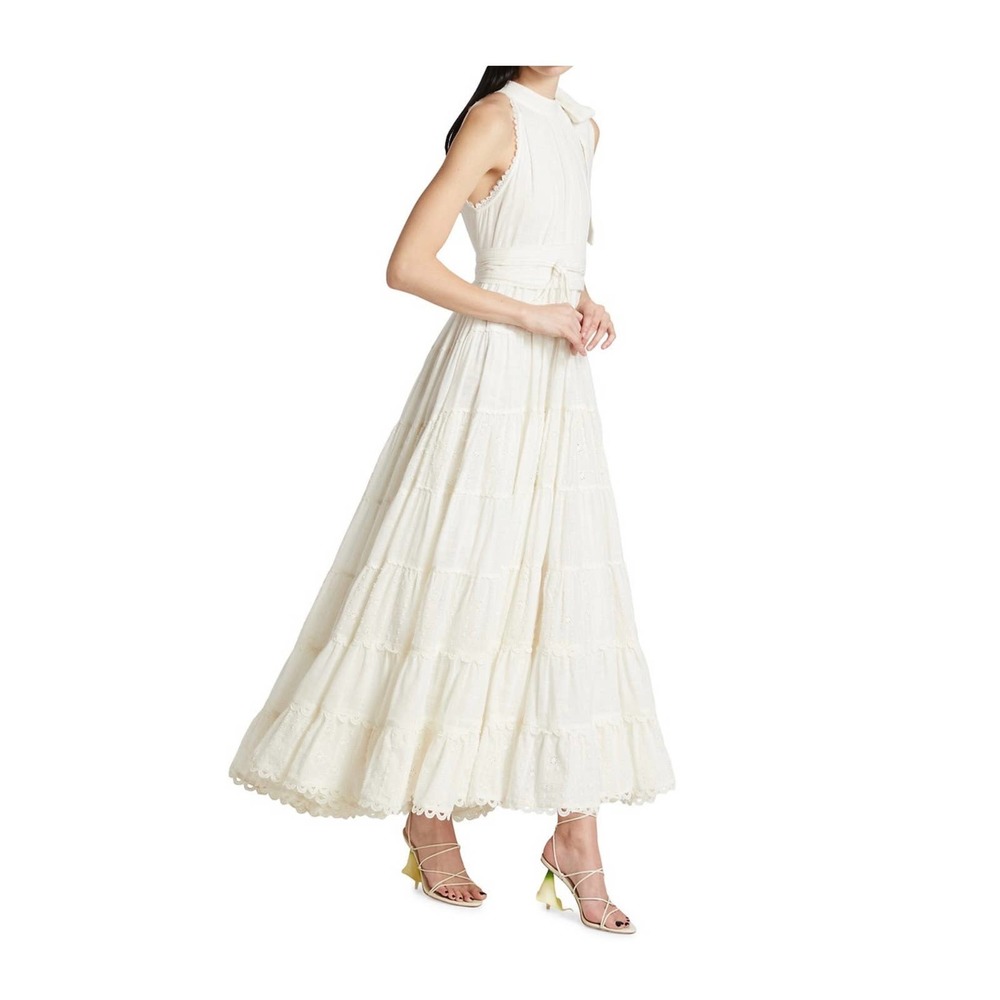 Heman and Nandita's Belted Cotton Dress, white, Xs